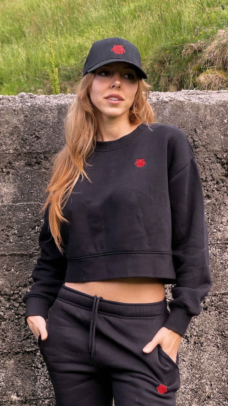 Womens Ronin Crop Crew Jumper - Red